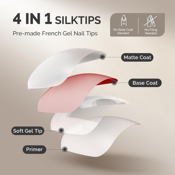 150 Pieces Nude White French Tip Nails Short Almond Nails - Picture 3 of 9